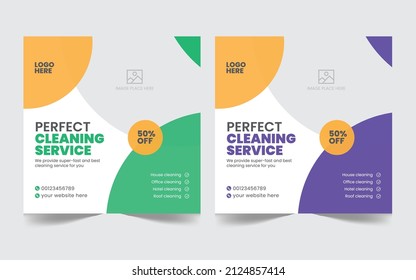 Cleaning service social media post and promotional web banner design