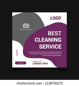 cleaning service social media post template design, web banner template