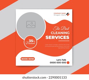 Cleaning service social media post or web banner template