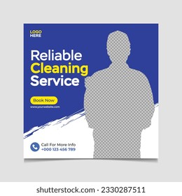 Cleaning service social media post vector template