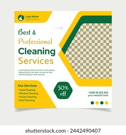 Cleaning service social media post design template