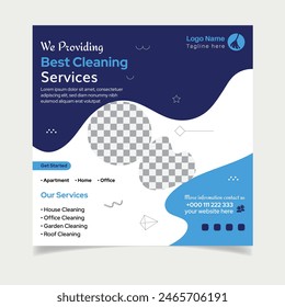 Cleaning service social media post template design
