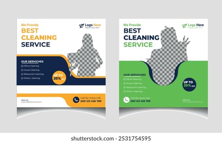 Cleaning service social media post vector banner template design