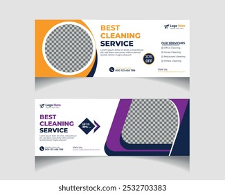 Cleaning service social media post vector minimal banner template design