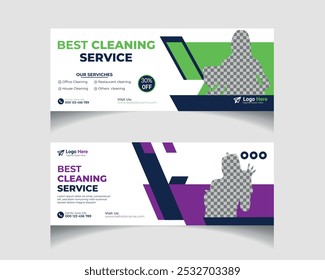 Cleaning service social media post vector minimal banner template design