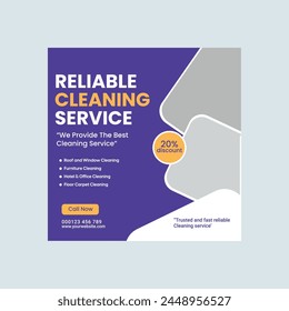 cleaning service square flyer social media post or Instagram banner template