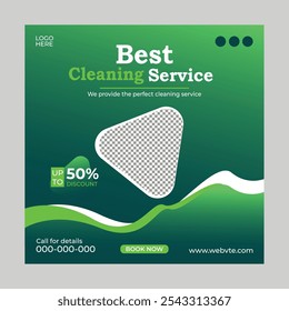 
Cleaning service square flyer social media post or instagram banner template