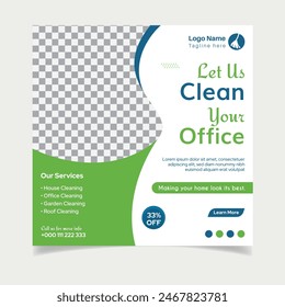 Cleaning service square social media post design