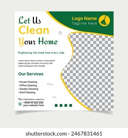 Cleaning service square social media post design