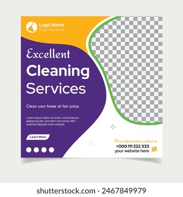 Cleaning service square social media post design