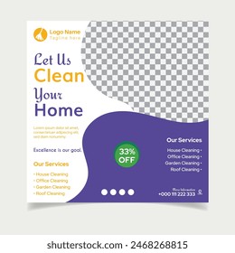 Cleaning service square social media post design