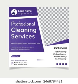 Cleaning service square social media post design