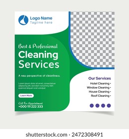 Cleaning service square social media post design