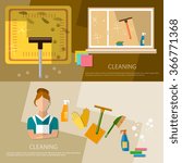 Cleaning service and cleaning supplies banner home cleaning vector illustration  