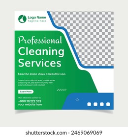 Cleaning service template for social media post design