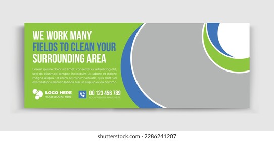 Cleaning Service Timeline cover header banner ads or social media post template design, Social Media Cleaning Service Banner Design.