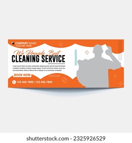 Cleaning Service Timeline cover header banner ads or social media post template design, Social Media Cleaning Service Banner Design.