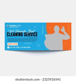 Cleaning Service Timeline cover header banner ads or social media post template design, Social Media Cleaning Service Banner Design.