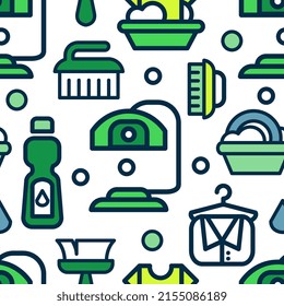 Cleaning Service with Tool Icon Vector Seamless Pattern Template