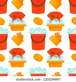 Cleaning service, tools and instruments seamless pattern vector