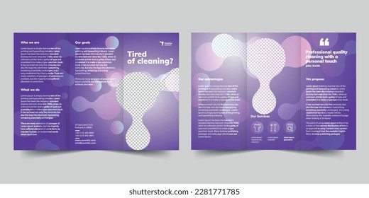 Cleaning Service trifold brochure template. A clean, modern, and high-quality design tri fold brochure vector design. Editable and customize template brochure
