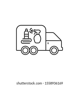 Cleaning service truck - minimal line web icon. simple vector illustration. concept for infographic, website or app.