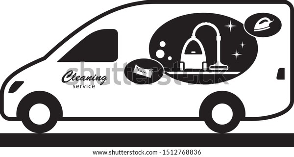 Cleaning service van -\
vector illustration