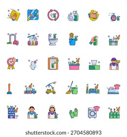 Cleaning Service Vector Collection — Icons, Equipment, Supplies and Professional Housekeeping Elements