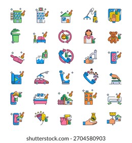 Cleaning Service Vector Collection — Icons, Equipment, Supplies and Professional Housekeeping Elements