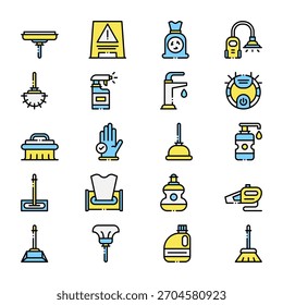 Cleaning Service Vector Collection — Icons, Equipment, Supplies and Professional Housekeeping Elements