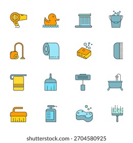 Cleaning Service Vector Collection — Icons, Equipment, Supplies and Professional Housekeeping Elements