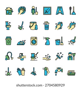 Cleaning Service Vector Collection — Icons, Equipment, Supplies and Professional Housekeeping Elements