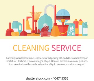 Cleaning service vector. Housekeeping tools. 