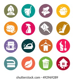 Cleaning service vector icon set