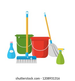Cleaning Service Vector Illustration. Household things for cleaning. 