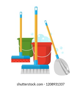 Cleaning Service Vector Illustration. Household things for cleaning. 
