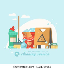 Cleaning service vector illustration in modern flat design.
