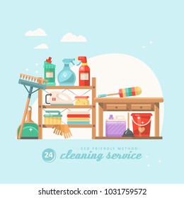 Cleaning service vector illustration in modern flat design.