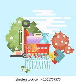 Cleaning service vector illustration in modern flat design.