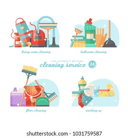 Cleaning service vector illustration in modern flat design.