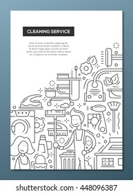 Cleaning Service - vector line design brochure poster, flyer presentation template, A4 size layout