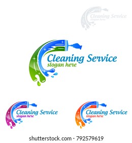 Cleaning Service vector Logo design, Eco Friendly Concept with shiny splash isolated on white Background
