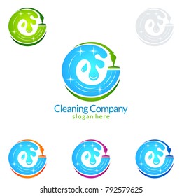 Cleaning Service vector Logo design, Eco Friendly Concept with shiny splash isolated on white Background
