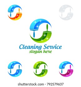 Cleaning Service vector Logo design, Eco Friendly Concept with shiny splash isolated on white Background
