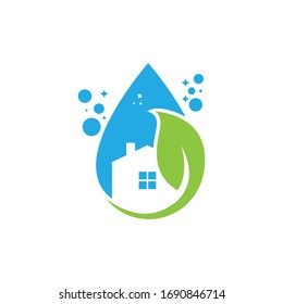 Cleaning service vector logo emblem or icon design template. Eco Friendly Concept for Interior, Home and Building