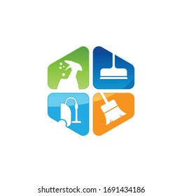 Símbolo del logotipo vectorial de servicio de limpieza o plantilla de diseño de icono. Concepto ecológico para el interior, el hogar y la construcción