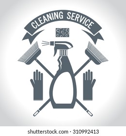 cleaning service, vector logo, monochrome 3