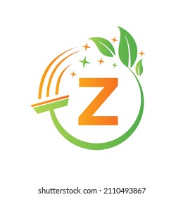 Cleaning Service, Woman Maid Logo On Letter Z. Clean House Sign, Fresh Clean Logo Template With Z Letter Vector