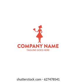 Cleaning Service And Woman Maid Logo