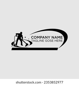 Cleaning Service Worker logo, Steam vacuum cleaner icon, logo. Home appliance vector illustration for home improvement store, Carpet Logo - Carpet Cleaning Service Logo Template